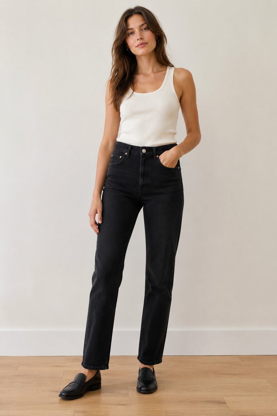 AGOLDE SZ 24 NICO High Rise Straight Leg Slim Denim Jeans Color: Compilation